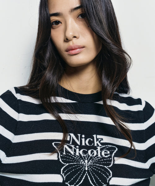 MINI BUTTERFLY SIGNATURE STRIPE KNIT #徐睿知同款! - 4 COLORS BLACK