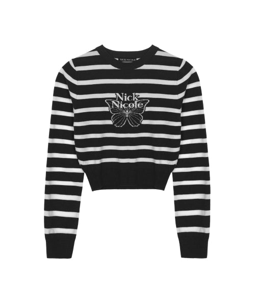 MINI BUTTERFLY SIGNATURE STRIPE KNIT #徐睿知同款! - 4 COLORS BLACK