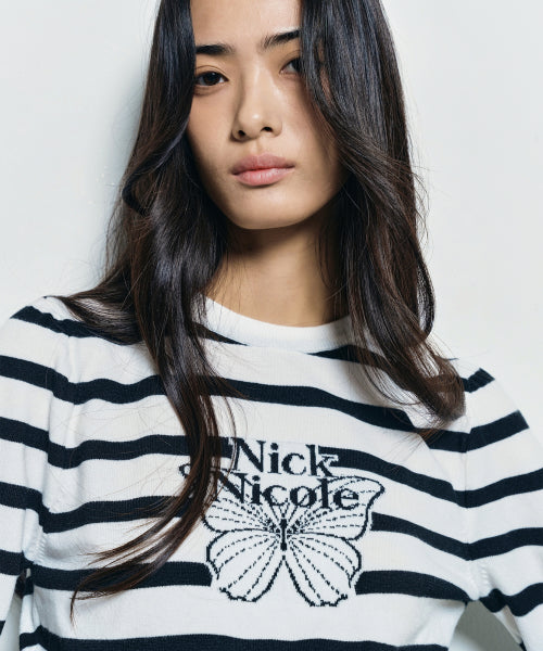 MINI BUTTERFLY SIGNATURE STRIPE KNIT #徐睿知同款! - 4 COLORS IVORY