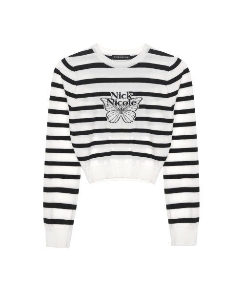 MINI BUTTERFLY SIGNATURE STRIPE KNIT #徐睿知同款! - 4 COLORS IVORY
