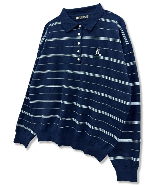 GOTHIC LOGO STRIPE KNIT COLLAR - 2 COLORS NAVY