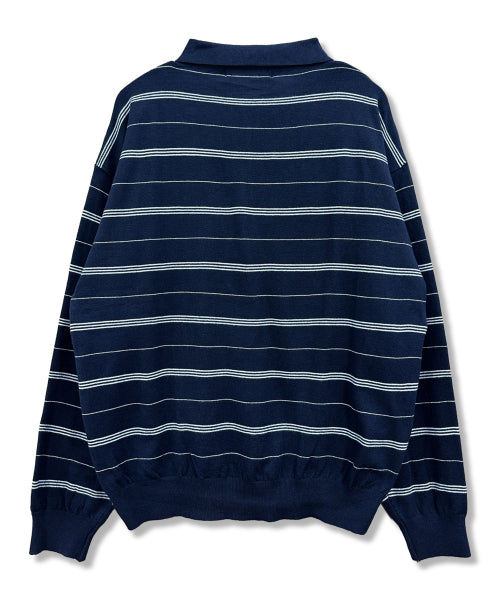 GOTHIC LOGO STRIPE KNIT COLLAR - 2 COLORS NAVY