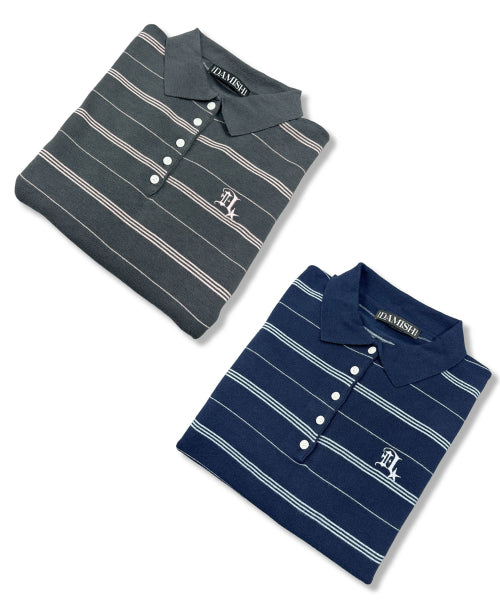 GOTHIC LOGO STRIPE KNIT COLLAR - 2 COLORS NAVY