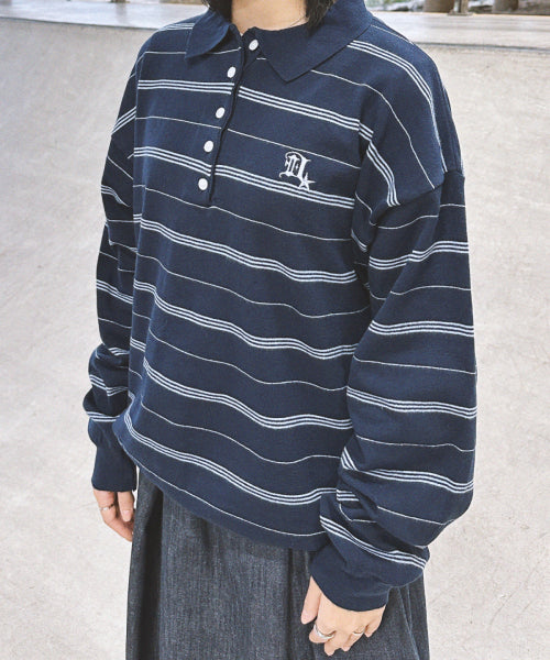 GOTHIC LOGO STRIPE KNIT COLLAR - 2 COLORS NAVY