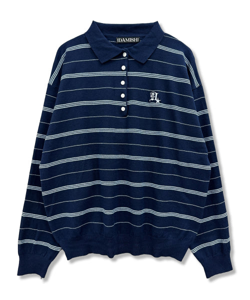 GOTHIC LOGO STRIPE KNIT COLLAR - 2 COLORS NAVY