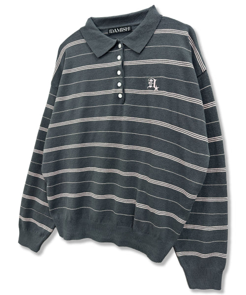 GOTHIC LOGO STRIPE KNIT COLLAR - 2 COLORS CHARCOAL