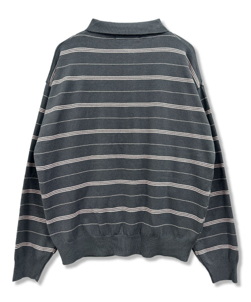 GOTHIC LOGO STRIPE KNIT COLLAR - 2 COLORS CHARCOAL