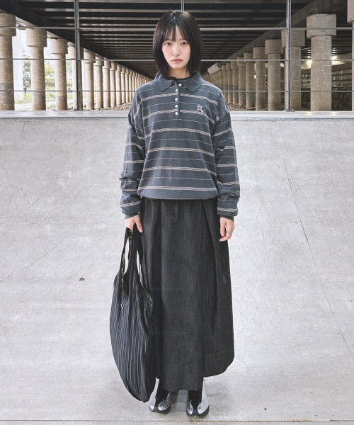 GOTHIC LOGO STRIPE KNIT COLLAR - 2 COLORS CHARCOAL