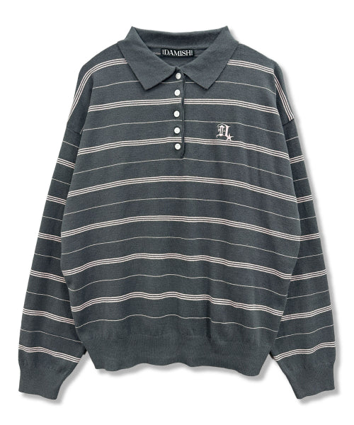 GOTHIC LOGO STRIPE KNIT COLLAR - 2 COLORS CHARCOAL