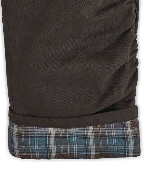 CHECK ROLL UP COTTON PANTS - 2 COLORS BROWN