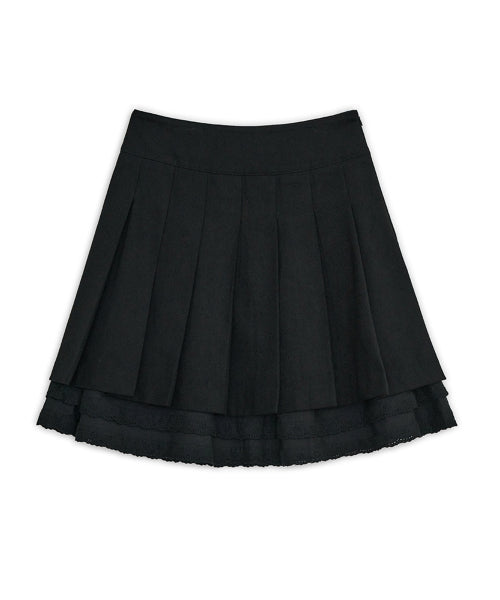 SLIT PLEATED MIDI SKIRT - 2 COLORS BLACK