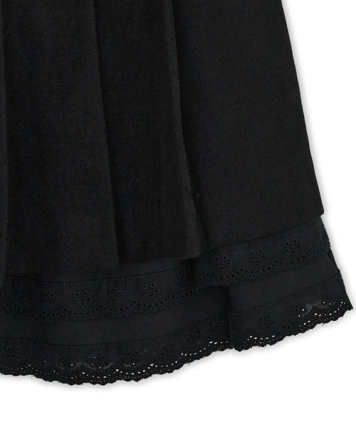 SLIT PLEATED MIDI SKIRT - 2 COLORS BLACK