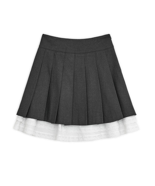 SLIT PLEATED MIDI SKIRT - 2 COLORS CHARCOAL