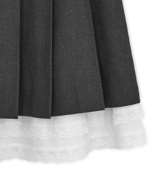 SLIT PLEATED MIDI SKIRT - 2 COLORS CHARCOAL