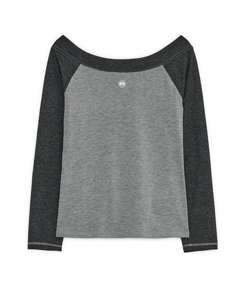 LOVE SICK DRAWING OFF-SHOULDER TOP - 3 COLORS CHARCOAL