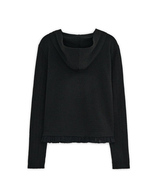 LACE HOOD TEE - 2 COLORS BLACK