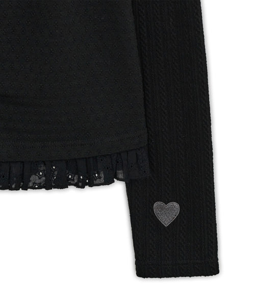 LACE HOOD TEE - 2 COLORS BLACK