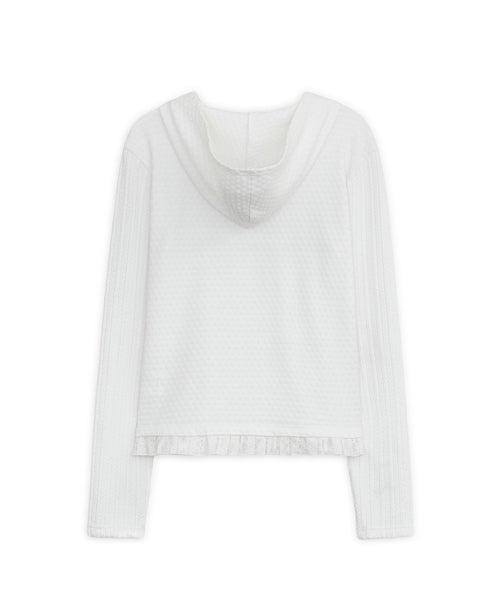 LACE HOOD TEE - 2 COLORS WHITE