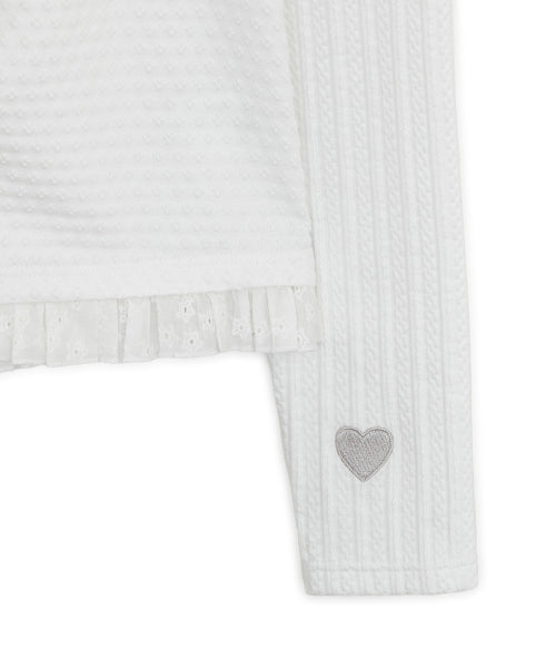 LACE HOOD TEE - 2 COLORS WHITE
