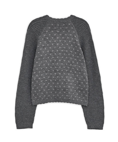 VINTAGE RUFFLE KNIT CARDIGAN - 3 COLORS GREY