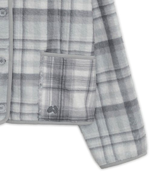 COLLAR CHECK FLEECE JACKET GREY