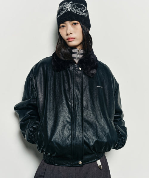 NICOLE FUR LEATHER MUSTANG #徐睿知同款! BLACK