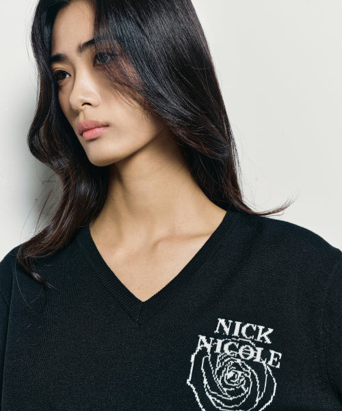 NICOLE MINI ROSE JAQUARD KNIT #徐睿知同款! - 3 COLORS BLACK
