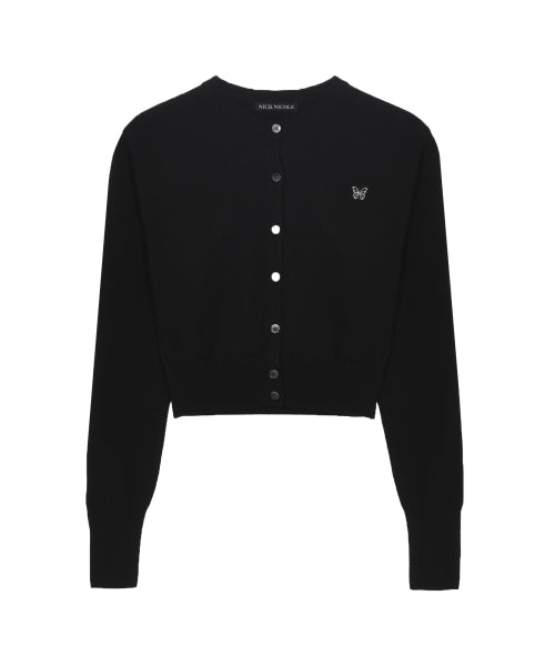 BUTTERFLY JAQUARD KNIT CARDIGAN #徐睿知同款! - 3 COLORS BLACK