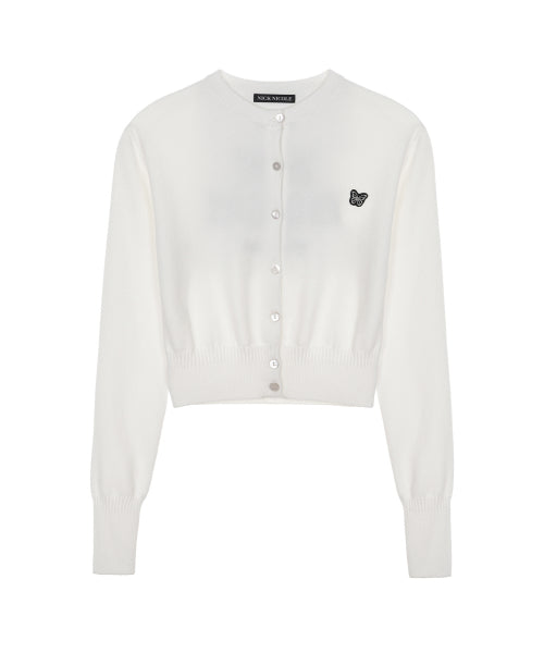 BUTTERFLY JAQUARD KNIT CARDIGAN #徐睿知同款! - 3 COLORS WHITE