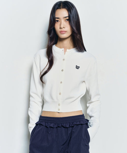 BUTTERFLY JAQUARD KNIT CARDIGAN #徐睿知同款! - 3 COLORS WHITE