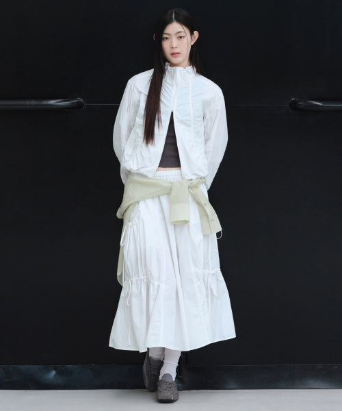 WOMENS NYLON LUCID LONG SKIRT #韓韶禧同款! - 3 COLORS WHITE