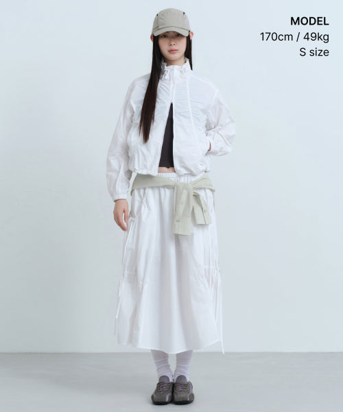 WOMENS NYLON LUCID LONG SKIRT #韓韶禧同款! - 3 COLORS WHITE