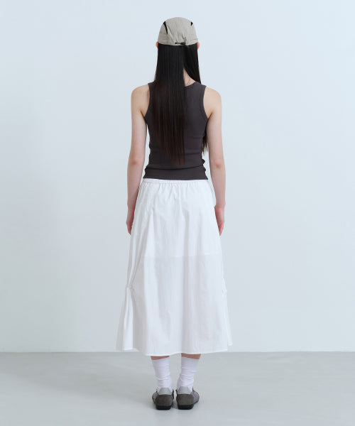 WOMENS NYLON LUCID LONG SKIRT #韓韶禧同款! - 3 COLORS WHITE