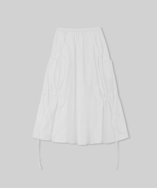 WOMENS NYLON LUCID LONG SKIRT #韓韶禧同款! - 3 COLORS WHITE