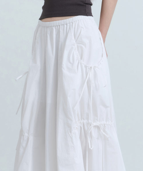 WOMENS NYLON LUCID LONG SKIRT #韓韶禧同款! - 3 COLORS WHITE