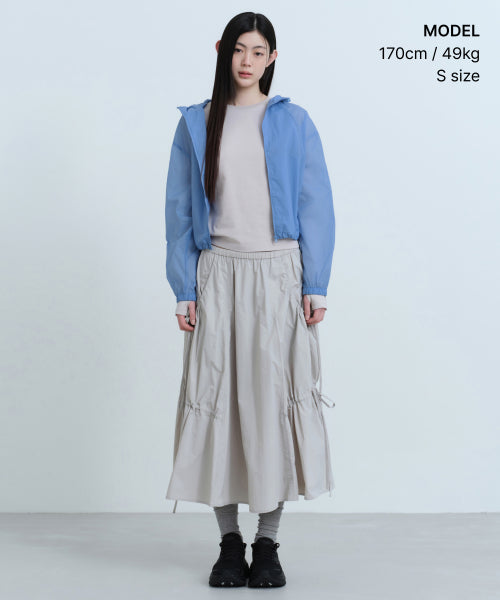 WOMENS NYLON LUCID LONG SKIRT #韓韶禧同款! - 3 COLORS GREY