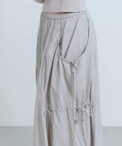 WOMENS NYLON LUCID LONG SKIRT #韓韶禧同款! - 3 COLORS GREY