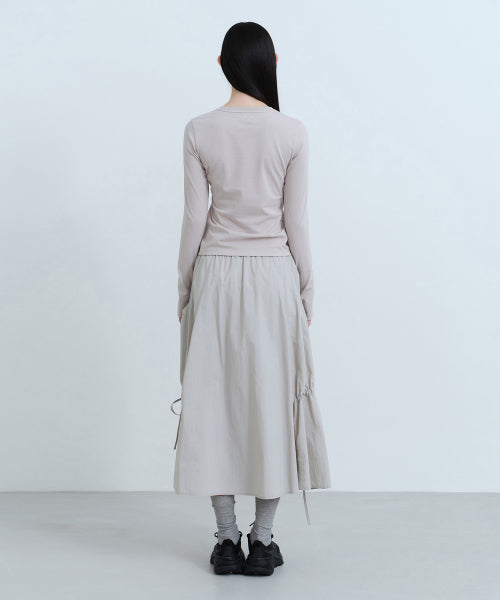 WOMENS NYLON LUCID LONG SKIRT #韓韶禧同款! - 3 COLORS GREY