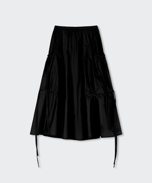 WOMENS NYLON LUCID LONG SKIRT #韓韶禧同款! - 3 COLORS BLACK