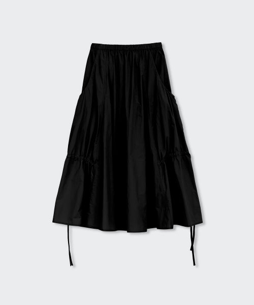 WOMENS NYLON LUCID LONG SKIRT #韓韶禧同款! - 3 COLORS BLACK