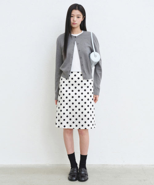 WOMENS POLKA DOT KNEE LENGTH SKIRT #韓韶禧同款! - 2 COLORS CREAM