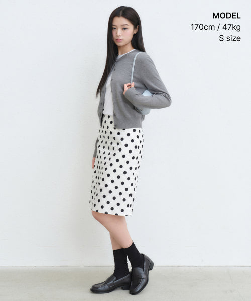 WOMENS POLKA DOT KNEE LENGTH SKIRT #韓韶禧同款! - 2 COLORS CREAM