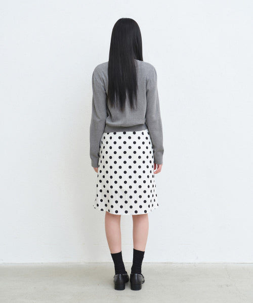 WOMENS POLKA DOT KNEE LENGTH SKIRT #韓韶禧同款! - 2 COLORS CREAM