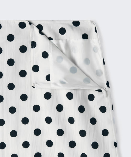 WOMENS POLKA DOT KNEE LENGTH SKIRT #韓韶禧同款! - 2 COLORS CREAM