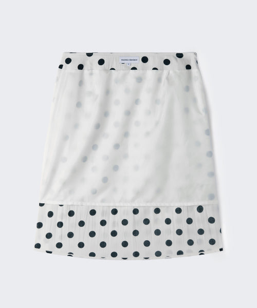 WOMENS POLKA DOT KNEE LENGTH SKIRT #韓韶禧同款! - 2 COLORS CREAM