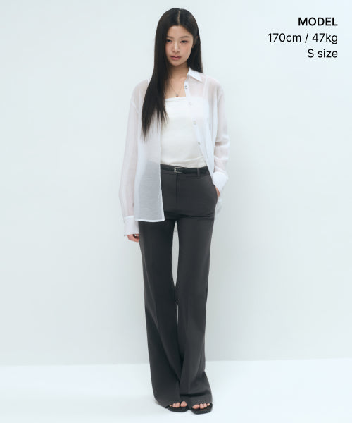 WOMENS RELAXED SHEER SHIRT #韓韶禧同款! - 4 COLORS WHITE