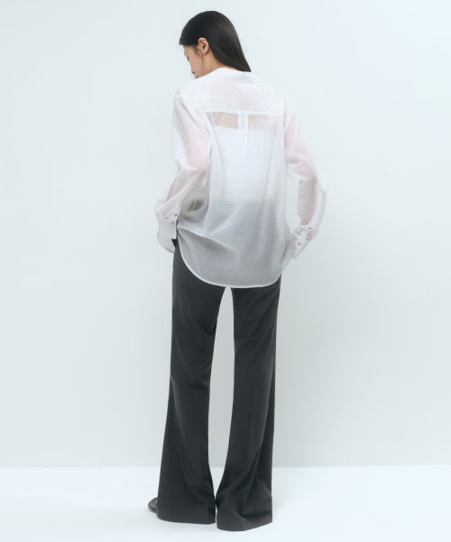 WOMENS RELAXED SHEER SHIRT #韓韶禧同款! - 4 COLORS WHITE