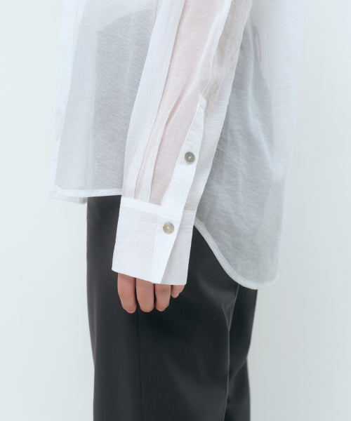 WOMENS RELAXED SHEER SHIRT #韓韶禧同款! - 4 COLORS WHITE