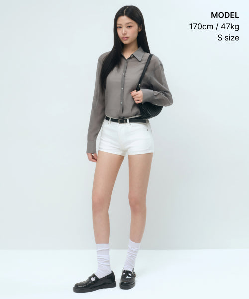 WOMENS RELAXED SHEER SHIRT #韓韶禧同款! - 4 COLORS GREY