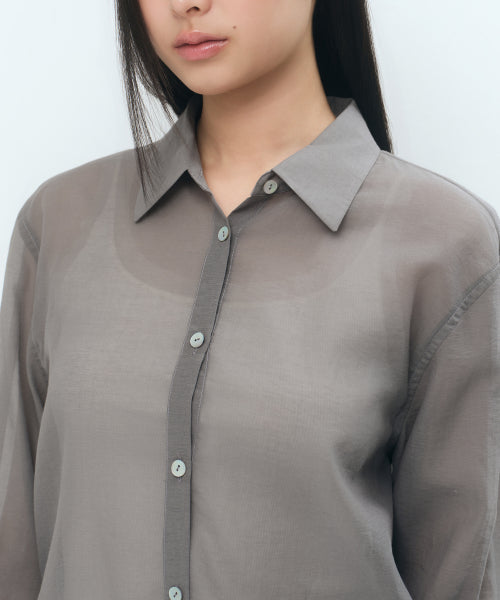 WOMENS RELAXED SHEER SHIRT #韓韶禧同款! - 4 COLORS GREY